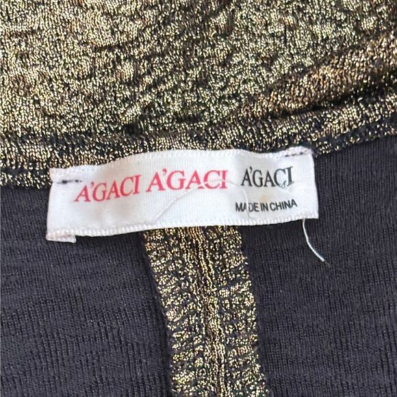 VTG Y2K A'gaci Metallic Gold Studded Peplum Mini Dress Size S Punk Rock Glam - Picture 7 of 8